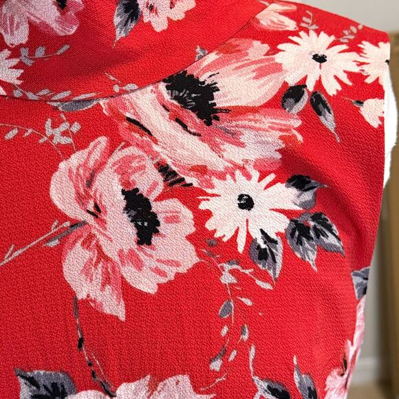 ELLE Floral‎ Tiered High Neck Low Back Dress Sz XXL Back Bow Tie Feminine Career - Picture 11 of 12